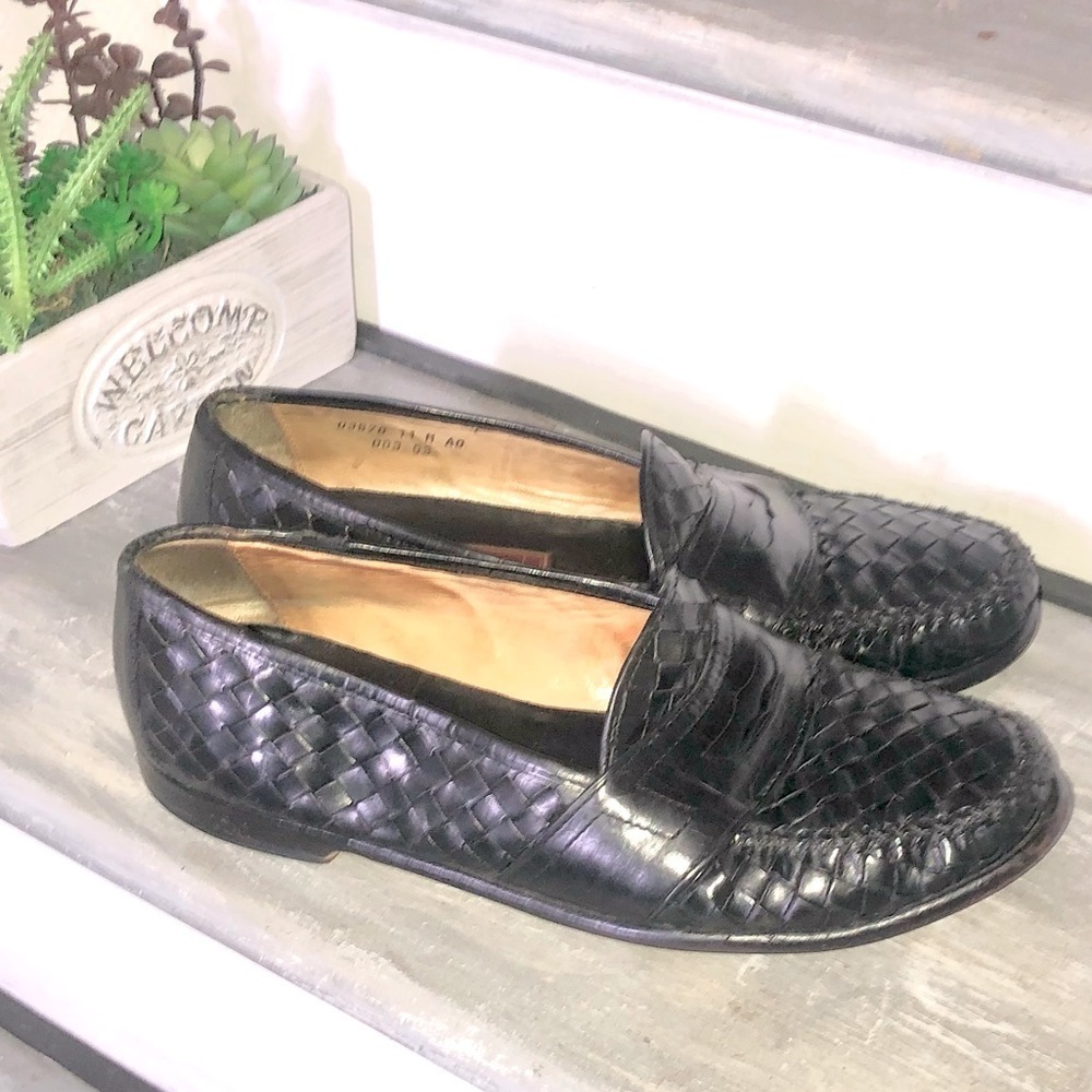 Cole Haan City Men’s Leather Woven Penny Loafers Black 11 - Picture 3 of 10